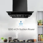 Auto Clean Slim Glass Filter less Kitchen Chimney with Motion Sensor 60cm, 1200 m3/h (6062 SLIM BL AC) - Image 4