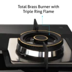 3 Burner Glass Hob Top with Triple Ring Burner Double Ring Forged Brass Burners Auto Ignition (1063 SQ HT DB TR) - Image 6