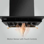 Auto Clean Slim Glass Filter less Kitchen Chimney with Motion Sensor 60cm, 1200 m3/h (6062 SLIM BL AC) - Image 6