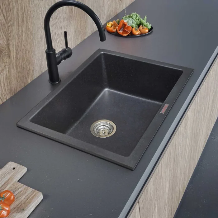 Quartz Kitchen Sink 24x18 (60x45) - CARYSIL NERA (BLACK) - Image 2