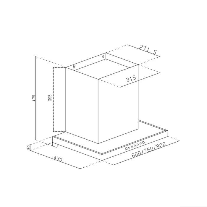 Auto Clean Chimney Filter-less with Heat Sensor, 1400 m³/h - 60/76/90cm - Image 9