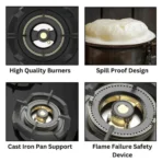 Hafele Augusta 480 80cm Built In Hob with 4 Full Brass Burners, Electric Auto Ignition & Flame Failure Safety - Image 5