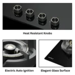 Hafele AUGUSTA 490 90CM Black Full Brass Burners with Flame Failure Safety Device 8mm Tempered Glass Built-In Hob (Copy) - Image 3